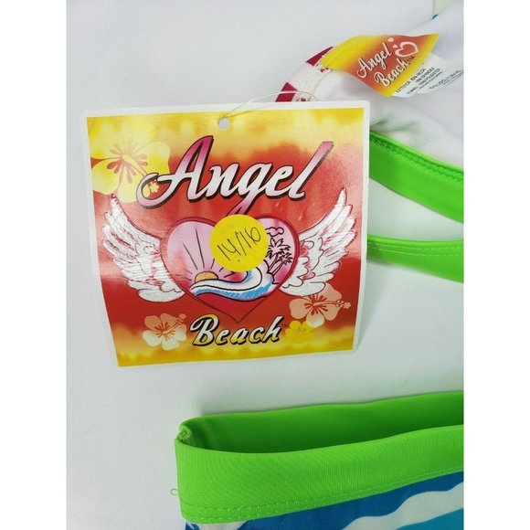 Angel Beach Girls 14/16 2 Piece Swimsuit Set RN 103658 Multi Colored - Picture 5 of 11